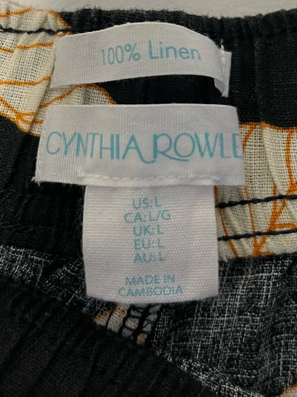 Cynthia Rowley Black Wide-Leg Floral Pants Elasticated Waist Summer - Picture 4 of 9